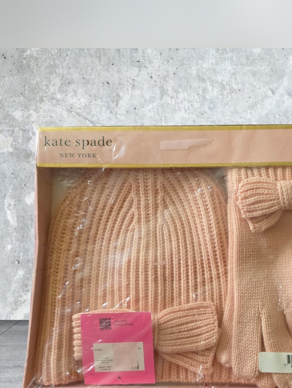 kate spade Pink Bow Knit Hat & Glove Set